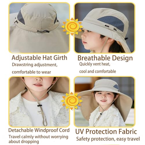 Wide Brim Sun Hat with Solar Fan for Kids,Children's Fishing Hat for Outdoor Activities,Hat with Fan Hat-Solar&USB Charging4
