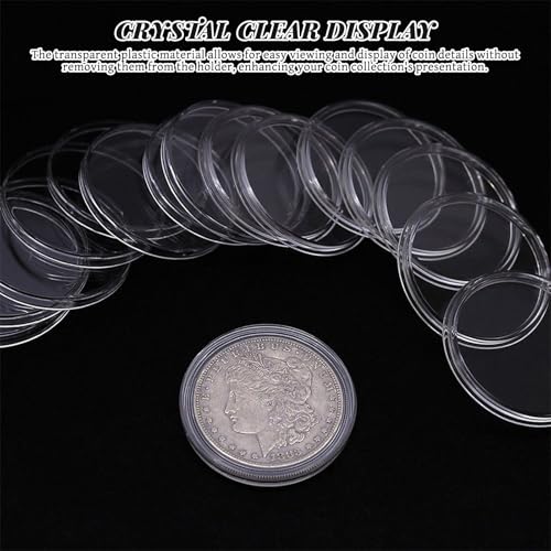 Porta monedas de 20 mm en pack de 200 cápsulas de plástico transparente apilables 2