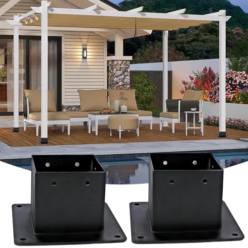 Soporte para postes y base de pérgolas de 84x89 mm para cerramientos de patios, 2 uds 2