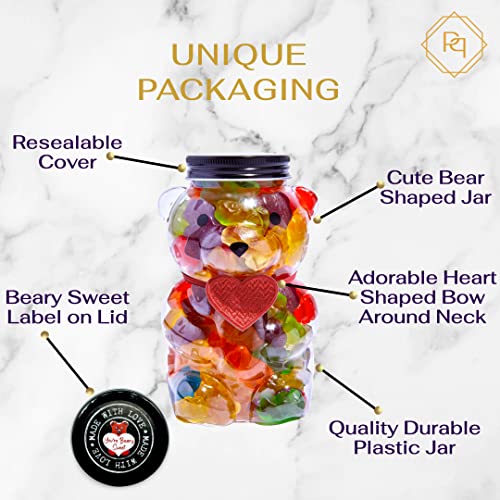 Purple Plum Father's Day Love Gift - Gummy Bear Jar Filled With 1 Lb Of Gourmet Assorted Gummi Bears -Gummy Bear Fun Candy Jar With A Heart Shaped Bow - Valentines Day Gift For Kids & Adults #TOP1