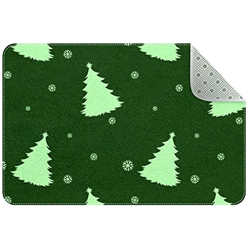 Paillasson de Noël vert absorbant tapis d'entrée antidérapant et lavable
