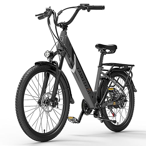 LANKELEISI ES500PRO 24'' electric city bike, 7 speeds, 24''*2.4'' tires, 14.5AH battery. (Gray) - Image 3