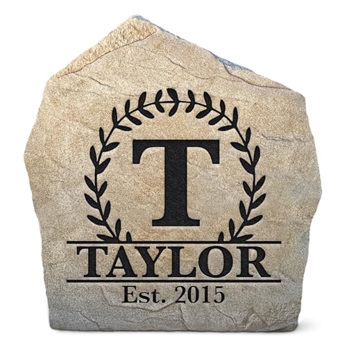 Personalized Engraved Monogram Name Established Date Garden Stone - Landscape Stone - Sandstone Color - 15” W x 15” H