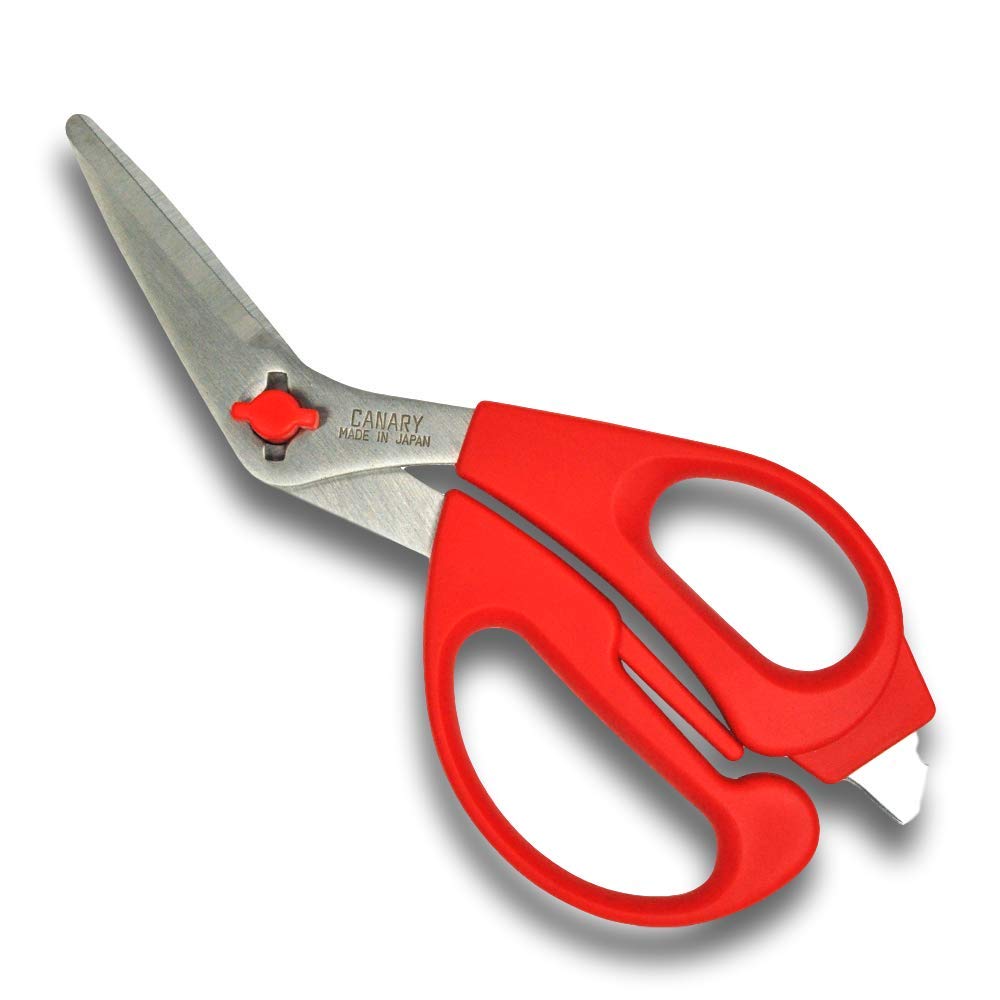 CANARYJapanese Kitchen Scissors Heavy Duty Come Apart Blade, Dishwasher Safe All Purpose Detachable Kitchen Shears, Made in Japan, Rust Proof Japanese Stainless Steel, Red