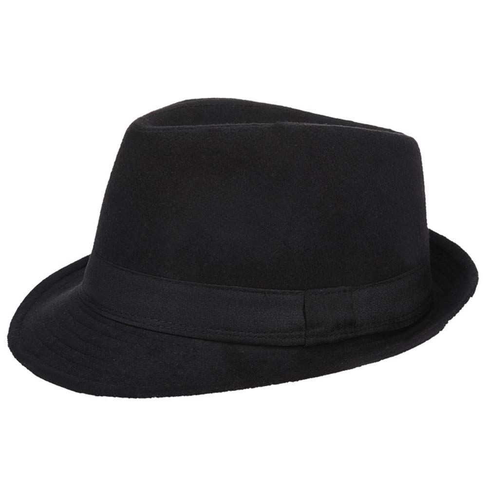 AIEOE - Sombrero Hombre Fieltro Panamá Británico Gorro Jazz con ala Ancha Hat Caballeros Elegante para Adulto Chicos Hombres Sombrero Invierno Cálido