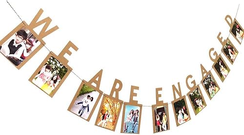 Miniatura 2 de We Are Engaged - Cartel de fotos, suministros de letreros de fiesta de compromiso de boda, banderines de papel kraft para decoración de despedida de