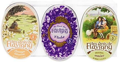 Anis De Flavigny - Orange, Anise and Violet Flavored Candies From France 3 Pack 3x1.75oz