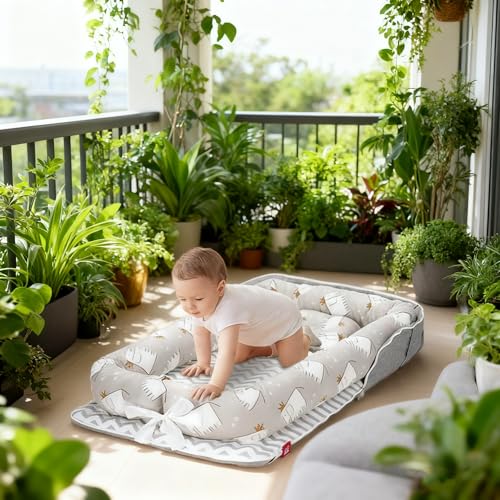 Image of Baby Lounger for Newborn Portable Bag,Baby Lounger Play Mat for Awake-Time,Newborn Babies Essentials Gifts 0-24 Months Home Travel(Elephant Grey)
