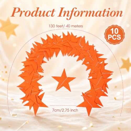 Image of Patelai Star Garland, Orange, 130 Feet