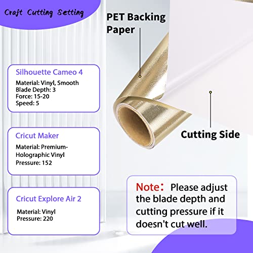 Ahijoy Metallic Textured Permanent Adhesive Vinyl Champagne Gold 12" X5Ft Adhesive Vinyl For Stickers Decals Cups Diy Projects All Craft Cutter #TOP2