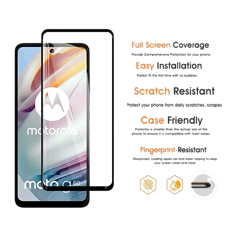 Image of Screen Protector for Motorola Moto G60 (Black) Tempered Glass Edge-to-Edge 6D Screen Guard With Installation Kit