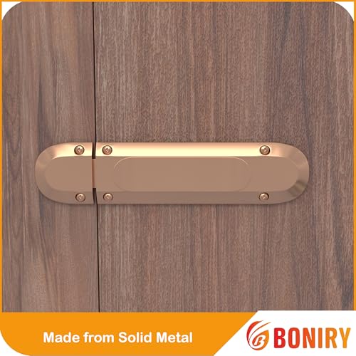 Image of Boniry Door Latch Lock | Solid Metal Door Stopper for Bathroom, Home, Office | Easy Install, Smooth Sliding, Heavy Duty Latch (1, Rose Gold)