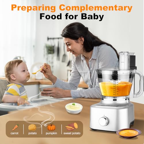 Homtone-16-Cup-Food-Processor-Aluminum-Diecast-Food-Processors-5-Preset-Modes-Vegetable-Chopper-Electric-8-Blades-11-Functions-for-Home-Use-Stepless-Speed-Control-650W-Sliver Homtone 16 Cup Food Processor Aluminum Diecast Food Processors 5 Preset Modes Vegetable Chopper Electric 8 Blades 11 Functions for Home Use Stepless Speed Control 650W Sliver