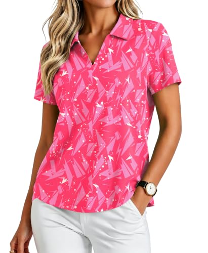 Image of PINSPARK Womens Golf Shirt Short Sleeve Polos UPF 50+ Collared Tennis Tops
