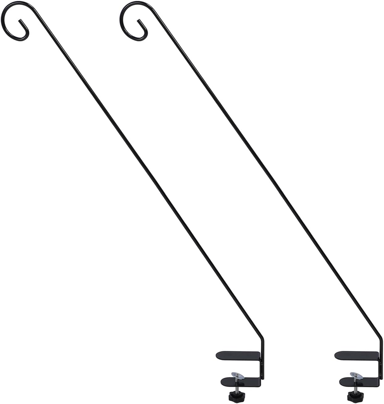 Clamp On Deck Hook Heavy Duty Adjustable Bird Feeder Hanger Rail Hook for Porch Garden Balcony Iron 80cm 2pcs