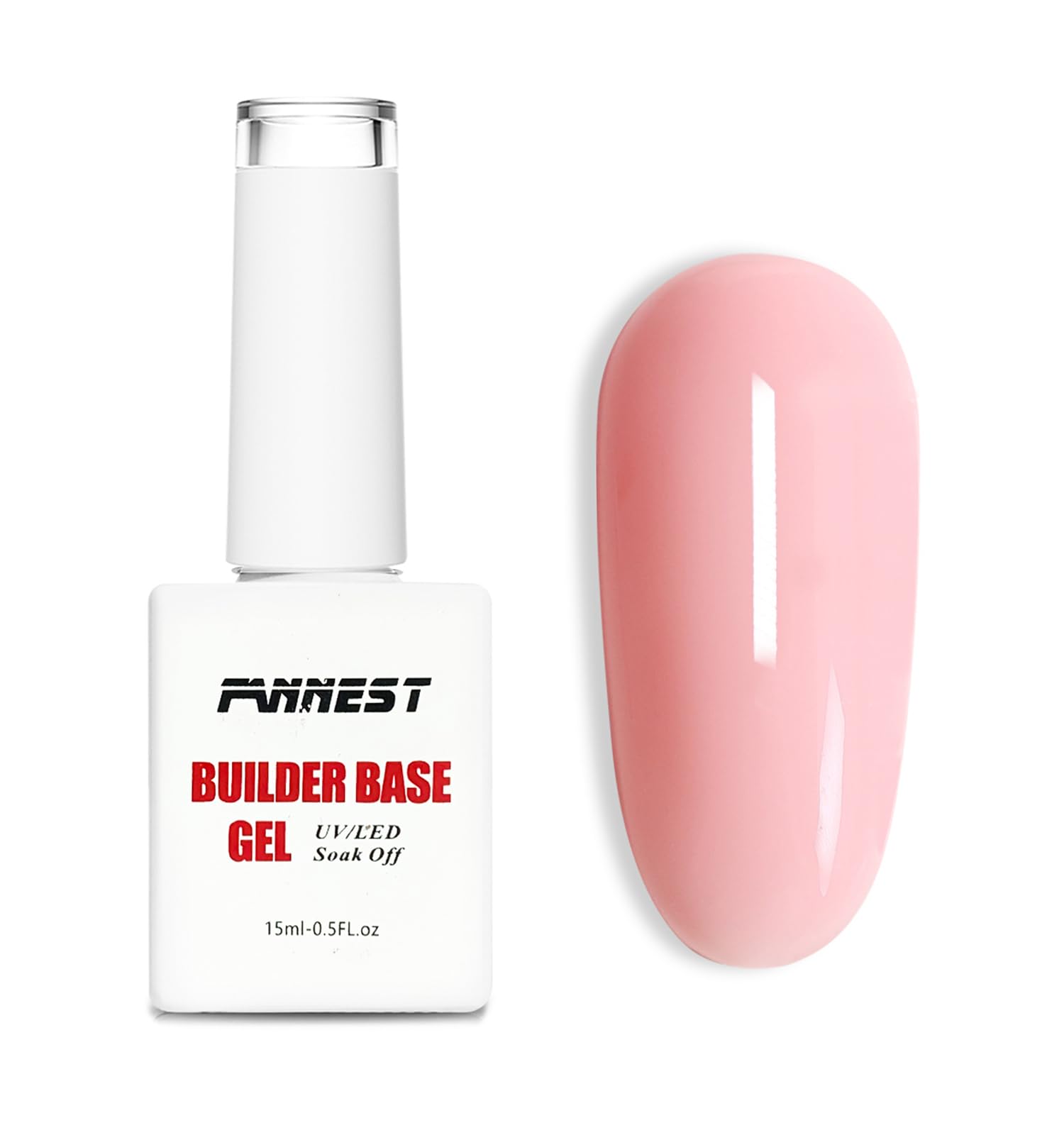 Sheer Nude Pink Rubber Base Gel Polish - Brush on Builder Gel for Nail Extension with Elastic Base Coat - LED/UV Soak Off