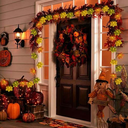 Sunsgne 35 LED MAPLE LEAF LIGHTS 13.6Ft Fall Lights Thanksgiving String Lights thumb #6