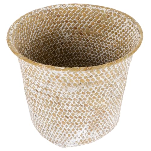 NOLITOY Panier Tressé Algues Style Pastoral pour Rangement Domestique Corbeille Décorative pour Fleurs et Plantes Organiseur de Bureau Élégant et Pratique