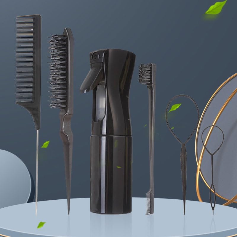 Black Hair Styling Set Tools Bristle Comb