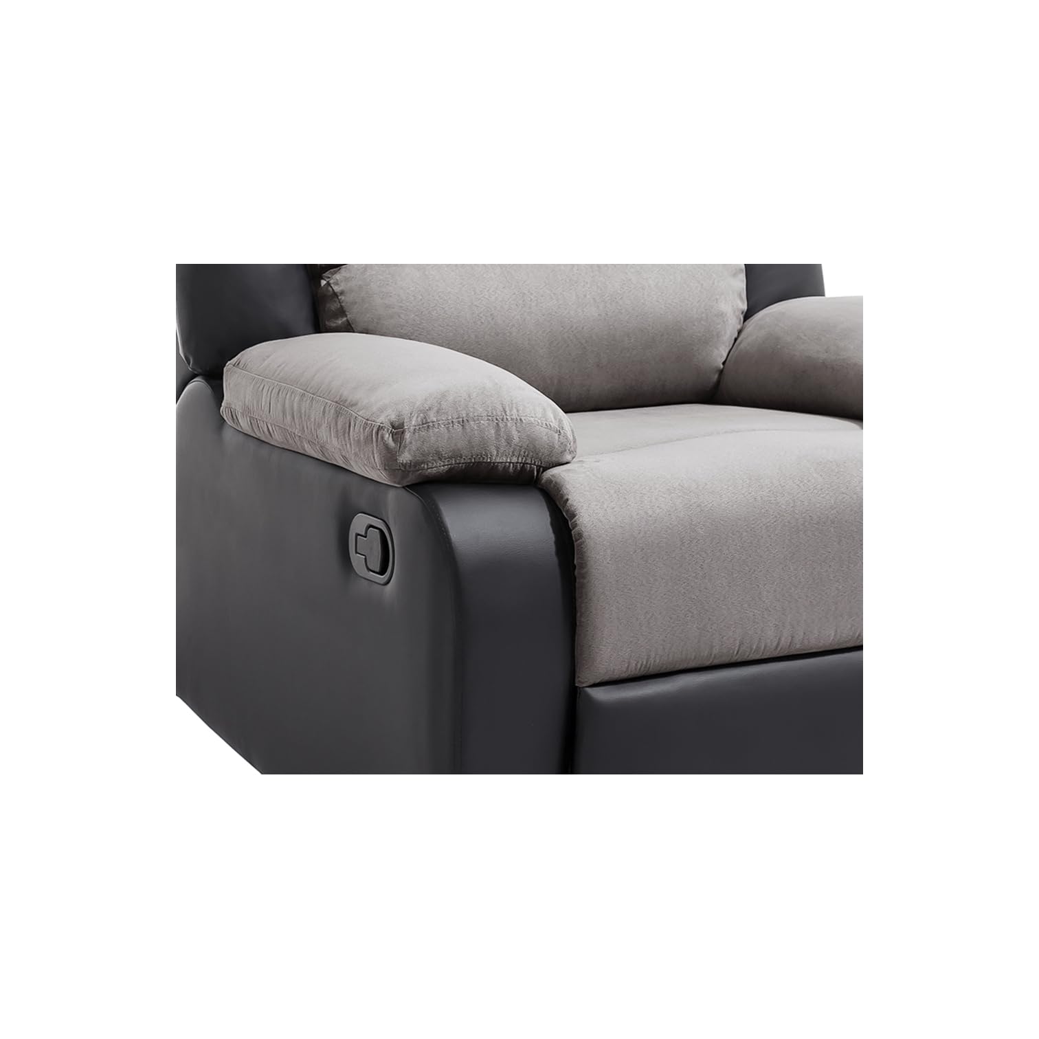 LOUNGITUDE - DETENTE - Canapé de relaxation - Manuel - 3 Places - En Simili/Microfibre - Gris/Noir -L193cm
