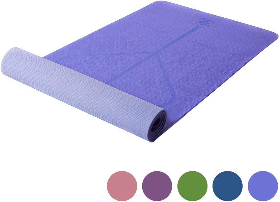 YOWEN Yoga Mat, 1/4 inch Pro Yoga Mats Extra Long Eco Friendly Non Slip Fitness Mat Exercise Mat Workout Mat for Pilates and Yoga with Body Alignment System