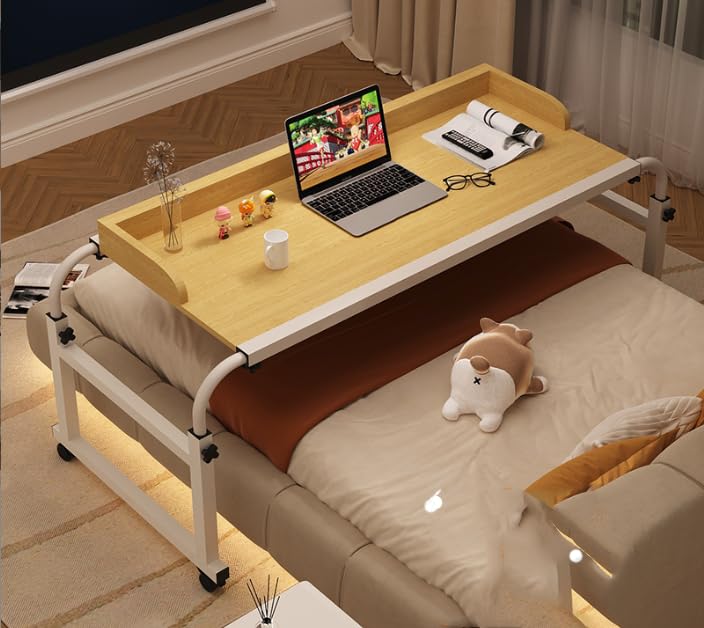Bureau de lit hauteur réglable 120 cm avec roulettes intégrées