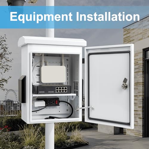 Image of Outdoor Electrical Box with Thermostat and Fan, Cold-Rolled Steel Plate, Aluminum Alloy Back Beam, One-Piece Ventilation Design, IP65 Waterproof, Wall /Pole Mounted. (17.8 inch x 14 inch x 7.9 inch)