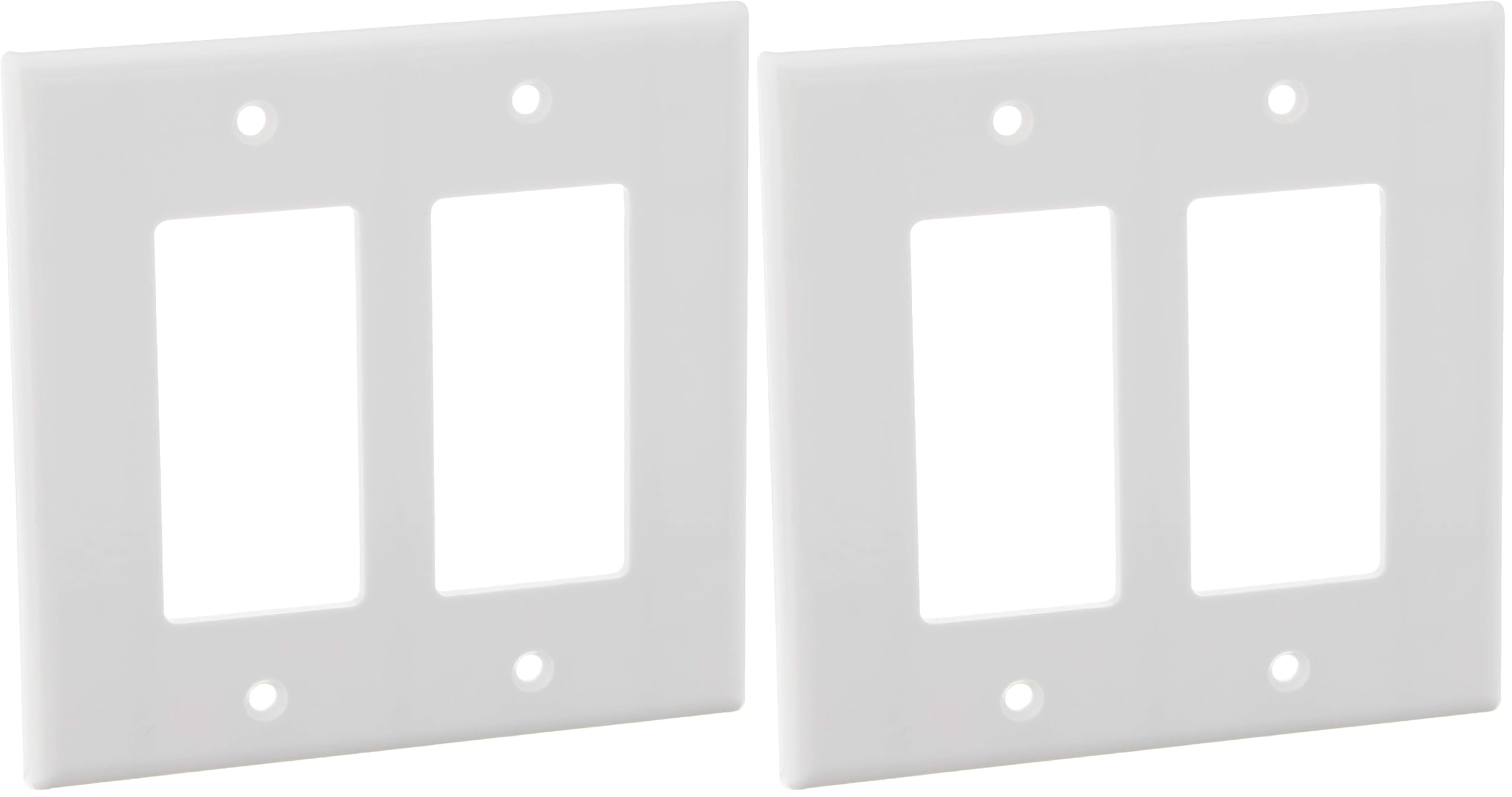 Leviton 80609-W 2-Gang Decora/GFCI Device Decora Wallplate, White (Pack of 2)