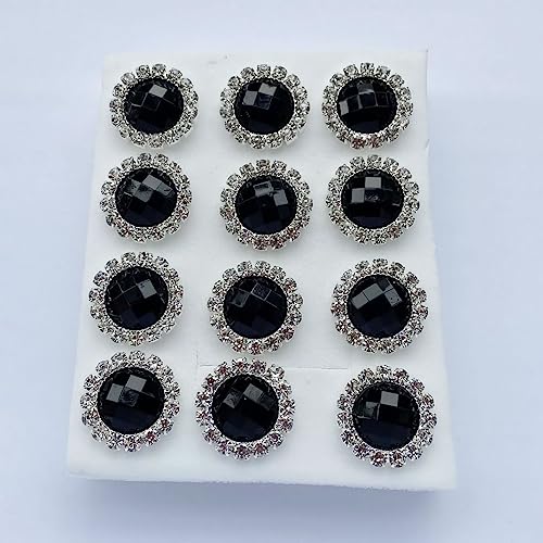 15mm Round Shaped Zircon Rhinestone Earrings Studs Set for Party Wedding Dance Competition Everyday Wear Silver Plated Jewelry2