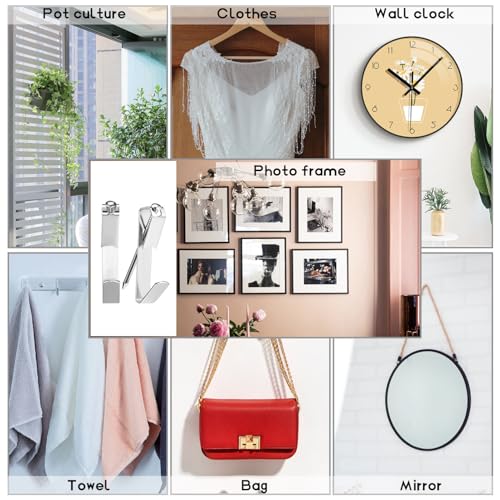 Image of Picture Hangers 200Pcs 1 Set 10 /30 /50lbs Picture Hanging Hooks with Nails Wall Hangers Picture Frame Canvas Mirror Hanging Hardware for Wooden Wall or Drywall
