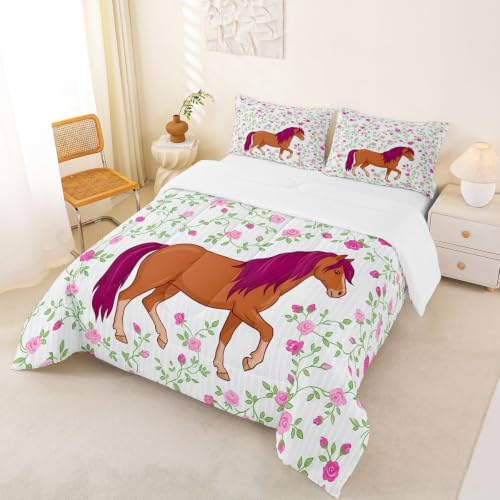 Image of Feelyou Girls Horse Comforter Comforter Set King Size for King Baby