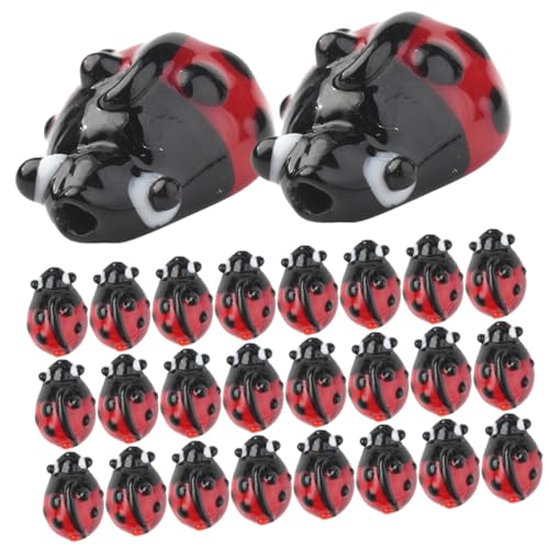 HOMOBABE 50 piezas Cuentas de Rojo Brillante para Pulseras DIY Abalorios Ornamentales para Joyería Artesanal Cuentas Decorativas Hechas Mano para Manualidades