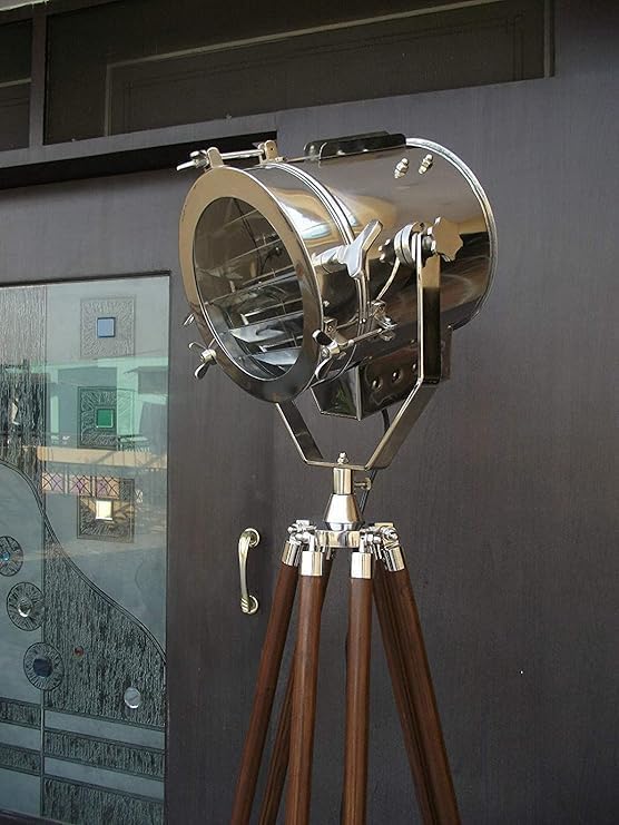 Nautical Spotlight Vintage Industrial Nautical Light Standing Studio Searchlight with Tripod Light for Living Room Bedroom, Vintage Spotlight Reading Lights Nautical Searchlight for Office, Cinema