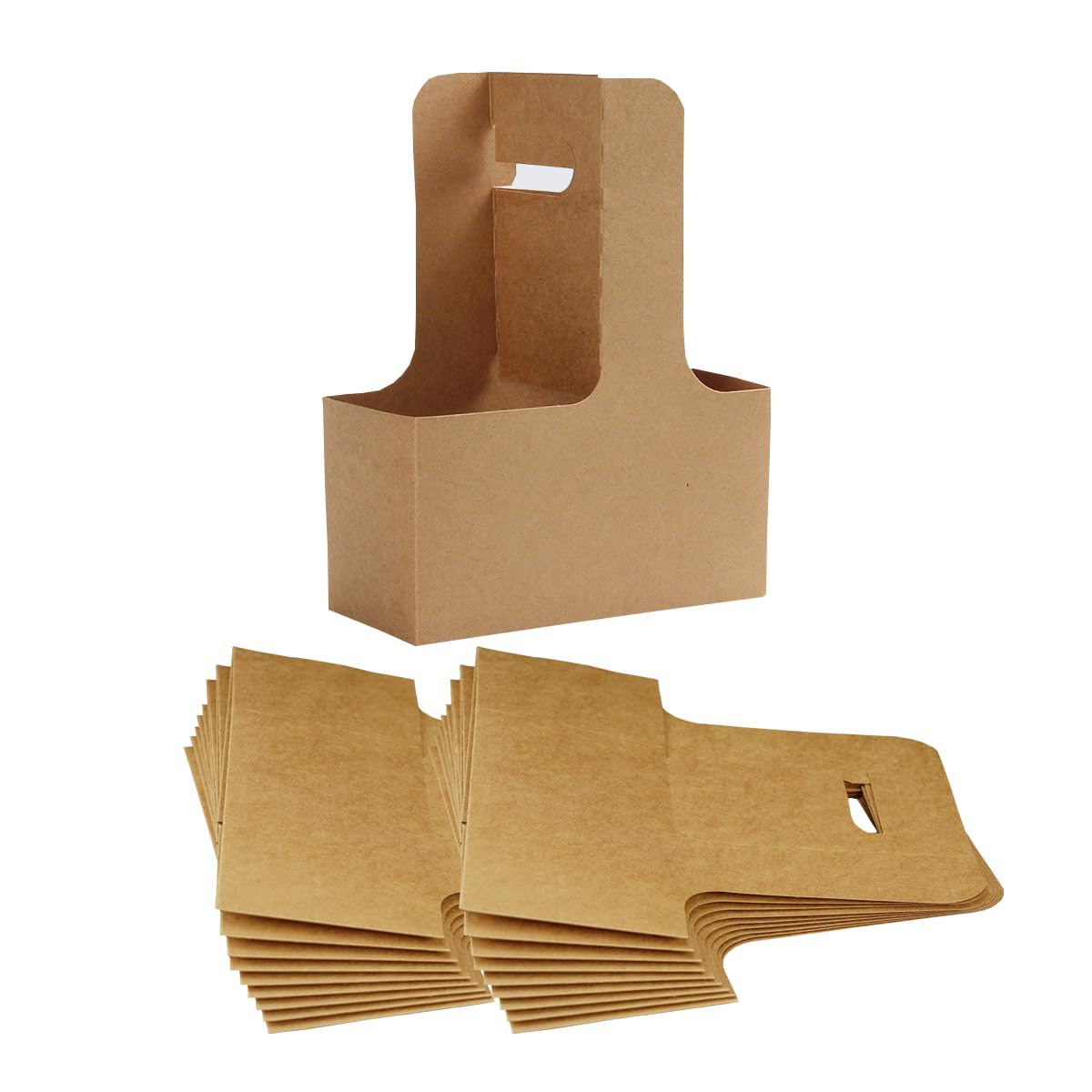 2-Cup Drink Carrier with Handle Kraft Paperboard Handled Coffee Cup Holder Take Out Cup Cup Carriers 20 Count