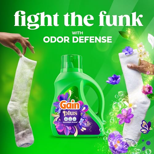 Image of Gain Plus Liquid Laundry Detergent, Cleaner, Fresher, Now with Oxi, Moonlight Breeze Scent, 170 fl oz, 129 Loads