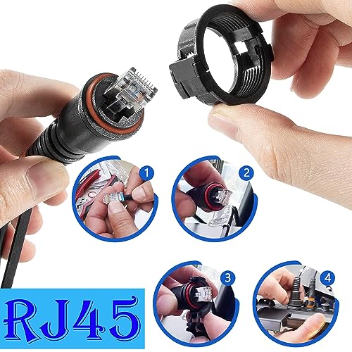 Image of Marine Network Cable Rj45 (010-10550-00) 6ft with Split Connector and Waterproof Cap Fits for Garmin Navigation Screen Devices
