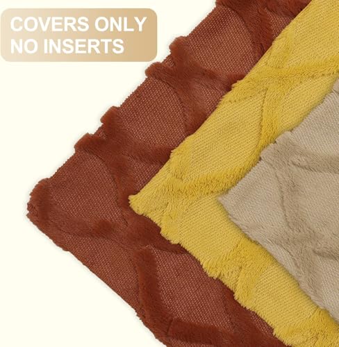 decorUhome Fall Throw Pillow Covers 12x20 Inch Set of 2, Soft Plush Faux Fur Wool Lumbar Mustard Yellow Couch Pillow Covers, Decorative Neutral Pillow Cases for Bed Sofa Living Room Home Decor