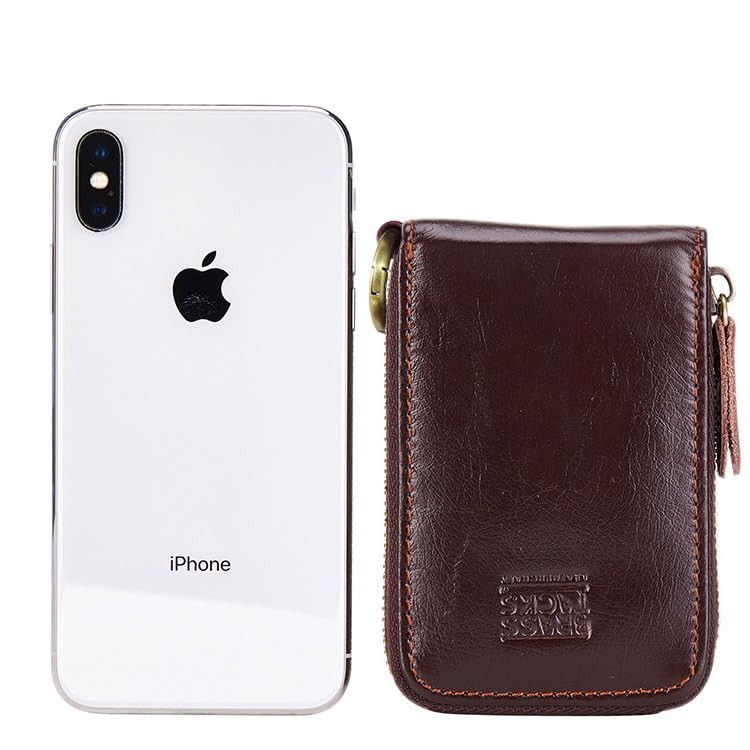 Image of Vintage Full Top Grain Leather Wallet RFID Blocking Multi Card Case with Zipper Pocket Card Holder for Men Women Gift Box
