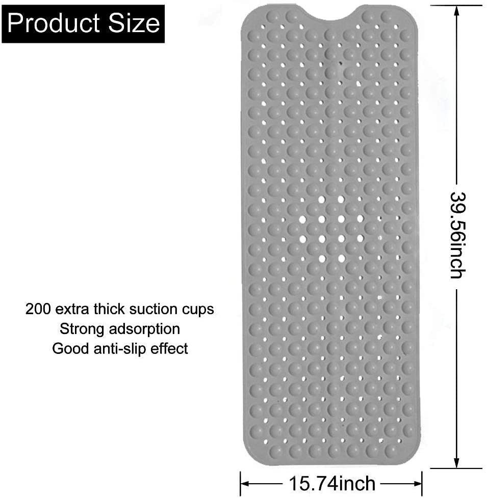 Tappetino Antiscivolo Per Vasca DOPROP Extra Lungo – 100x40 Cm, Ventose Forti, Fori Di Scarico, Colore Menta