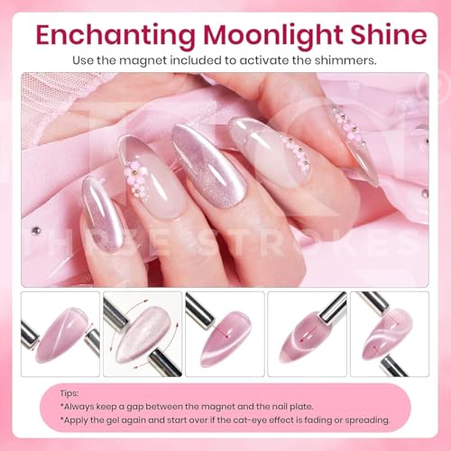 Image of THR3E STROKES Gel Nail Polish Set - 6 Colors Gel Polish Glitter Gel Polish Sparkle Nail Polish Gel Manicure DIY Salon Nail Art Gifts (ROSE SILK, 7.5ML)