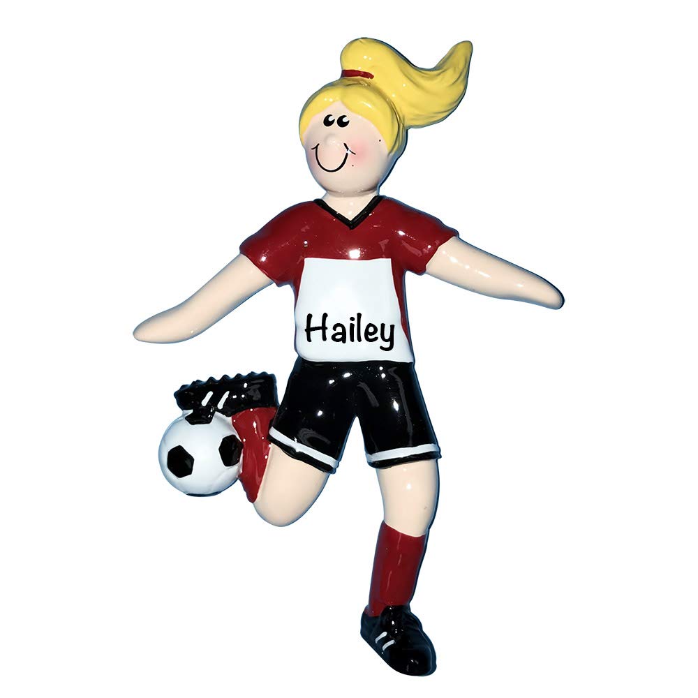 Personalized Soccer Ornament 2024 – Fast & Free 24h Customization – Sport Christmas Ornament for Tree – Custom Gift Wrapped Blonde Girl Soccer Keepsake for Soccer Players