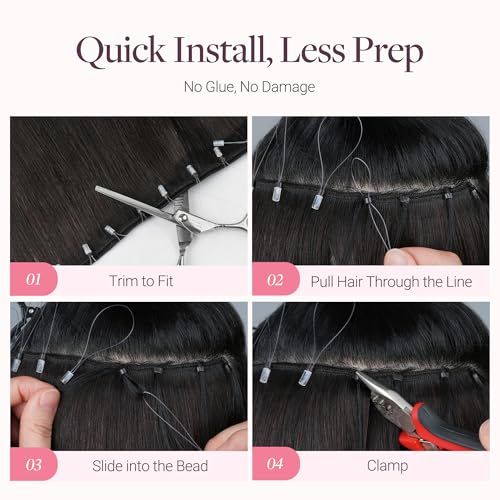 Image of GOO GOO Sew in Hair Extensions Real Human Hair, Micro Beaded Weft Hair Extensions Human Hair, 16 /22 Light Blonde Highlights Golden Blonde 18 Inch 100g, Pre-attached Beads, Natural Volume
