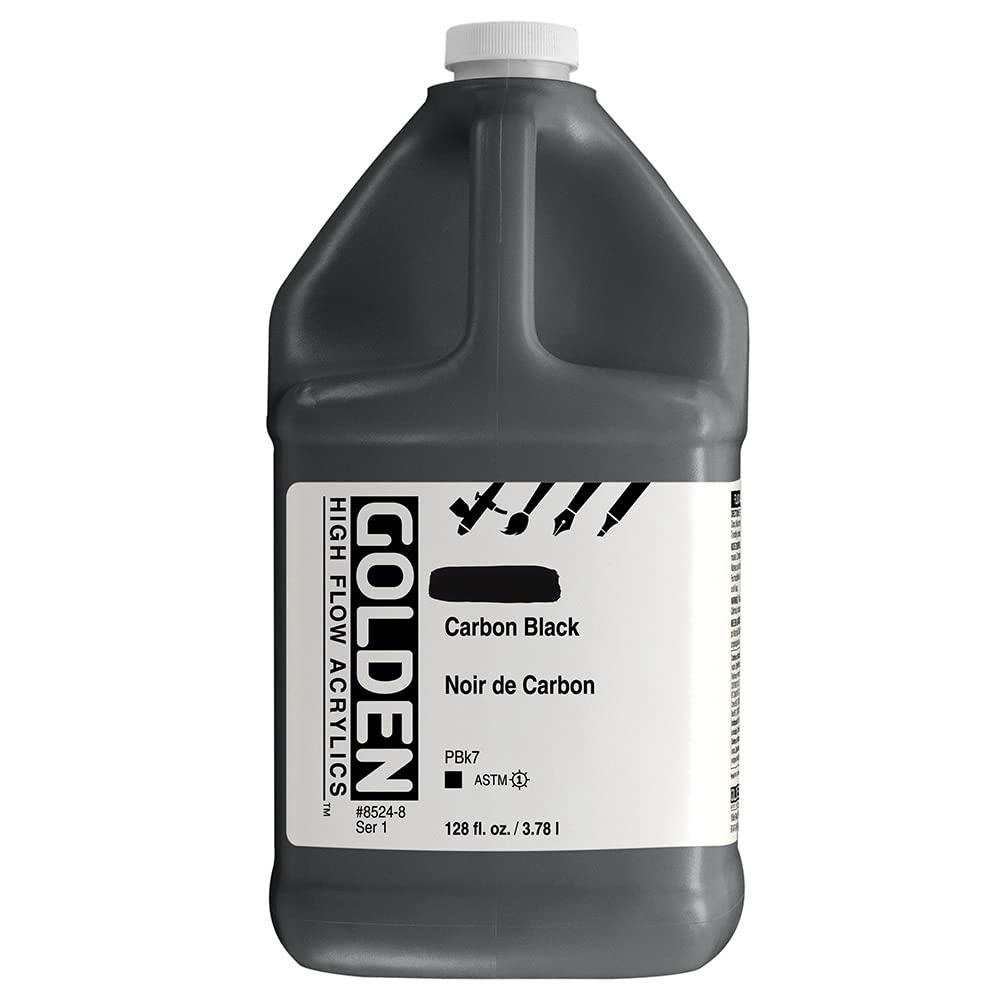 Acrylique fluide Golden noir carbone 128 oz, la référence des artistes exigeants