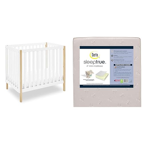 Delta Children Mini cuna Gio con colchĂłn de 2.75 pulgadas incluido, blanco biancanatural y Serta SleepTrue Mini colchĂłn para cuna, nĂşcleo de fibra Delta Children Mini cuna Gio con colchĂłn de 2.75 pulgadas incluido, blanco biancanatural y Serta SleepTrue Mini colchĂłn para cuna, nĂşcleo de fibra