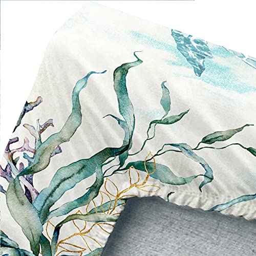 Cvhouse Sea Turtle Bed Sheets Sets Full Size,Watercolor Ocean Sea Turtle Bedding Sets For Kids Teens,Sea Turtle Fitted Sheet Sets,1 Flat Sheet & 1 Fitted Sheet With 2 Pillow Cases - 4 Pieces #TOP4