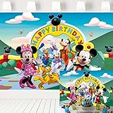 Eric 7x5ft Mickey Mouse Clubhouse Birthday Party Supplies Photography Backdrops for Kids Birthday Party Cake Table Decoration Banner LF-373