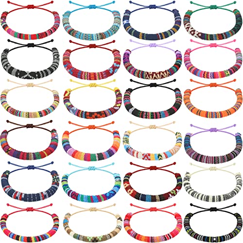 Sureio 24 Pieces VSCO Bracelets for Friendship Bracelets Woven Braided for Women and Men Boho Adjustable Ethnic Tribal Rope String