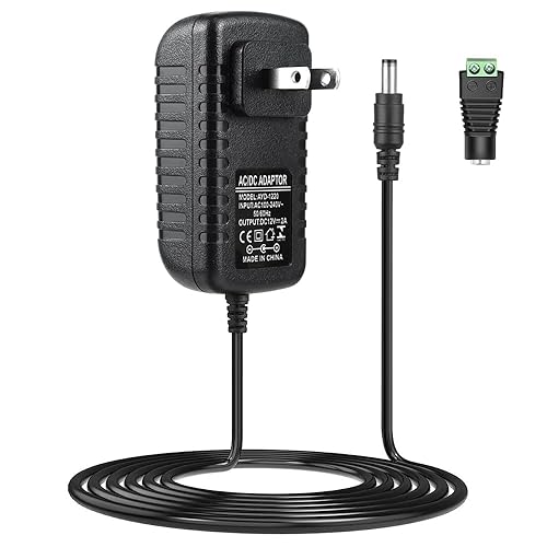 LightingWill Fuente de alimentación de 12 V, adaptador de alimentación de 24 W, convertidor de CA de 110 V a 12 V 2 A CC, transformador de enchufe