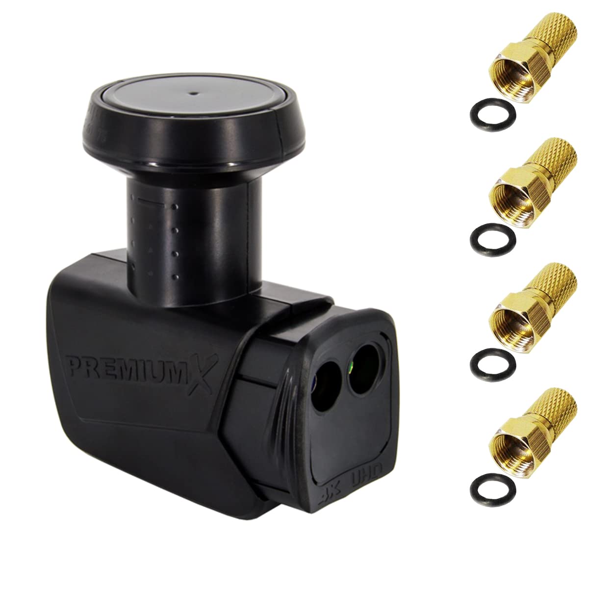 PremiumX Satelliten-Komplettanlage 60cm Satellitenschüssel Stahl Anthrazit Satellitenantenne SAT Twin LNB 4X F-Stecker 2 Teilnehmer