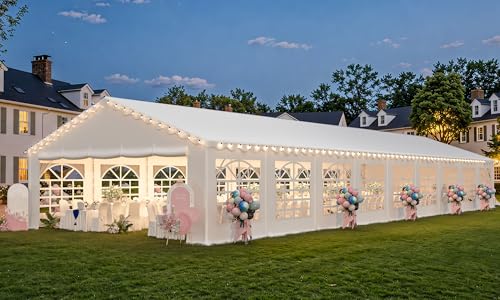 EROMMY 20x60FT Heavy Duty Party Tent, White Outdoor Event...